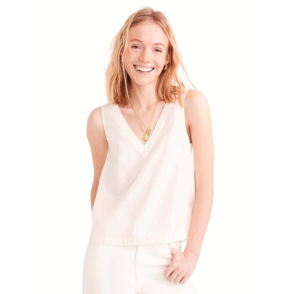 Madewell (Re)sponsible Button Back Sleeveless Top Cream Coastal Normcore Boho M